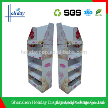 waterproof ships flat 6-pocket cardboard floor cardboard display stand rack for magazine